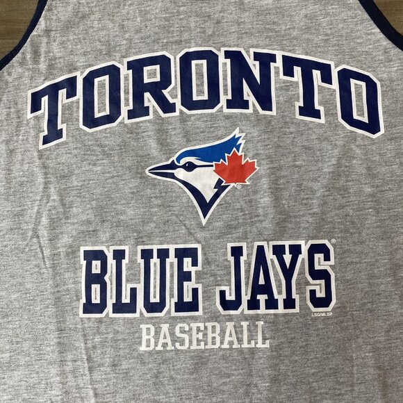 Toronto Blue Jays Tank Top Adult Small Gray Muscle Shirt Basball MLB Logo Men - Picture 2 of 4